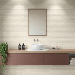 Azulejo pasta blanca y porcelánico para baño PORTUM MINK 33X90